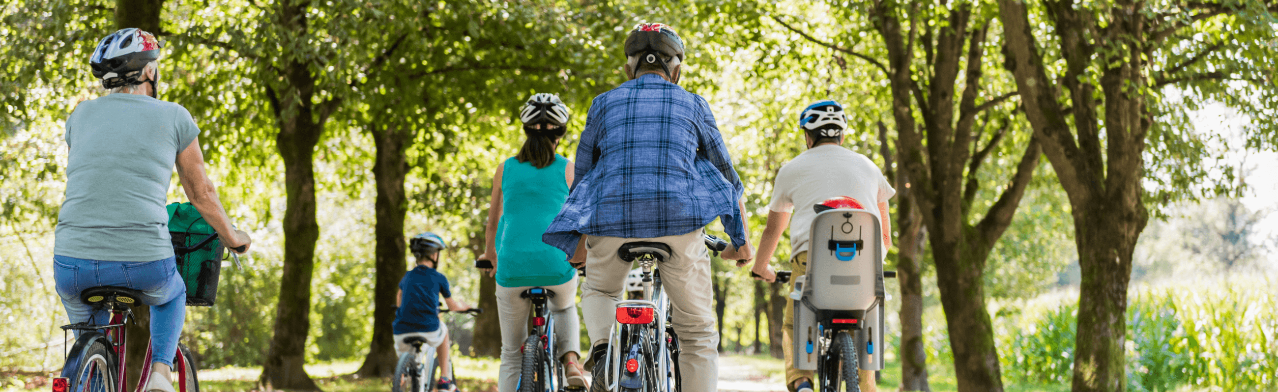 Photograph of a family on a bike ride